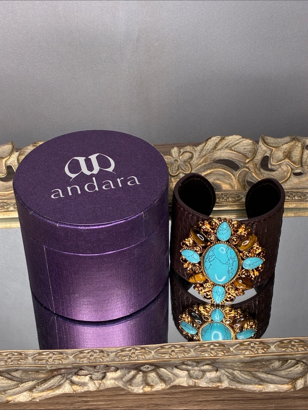 NWT Andara Turquoise Stone Cuff Bracelet in Gift Box